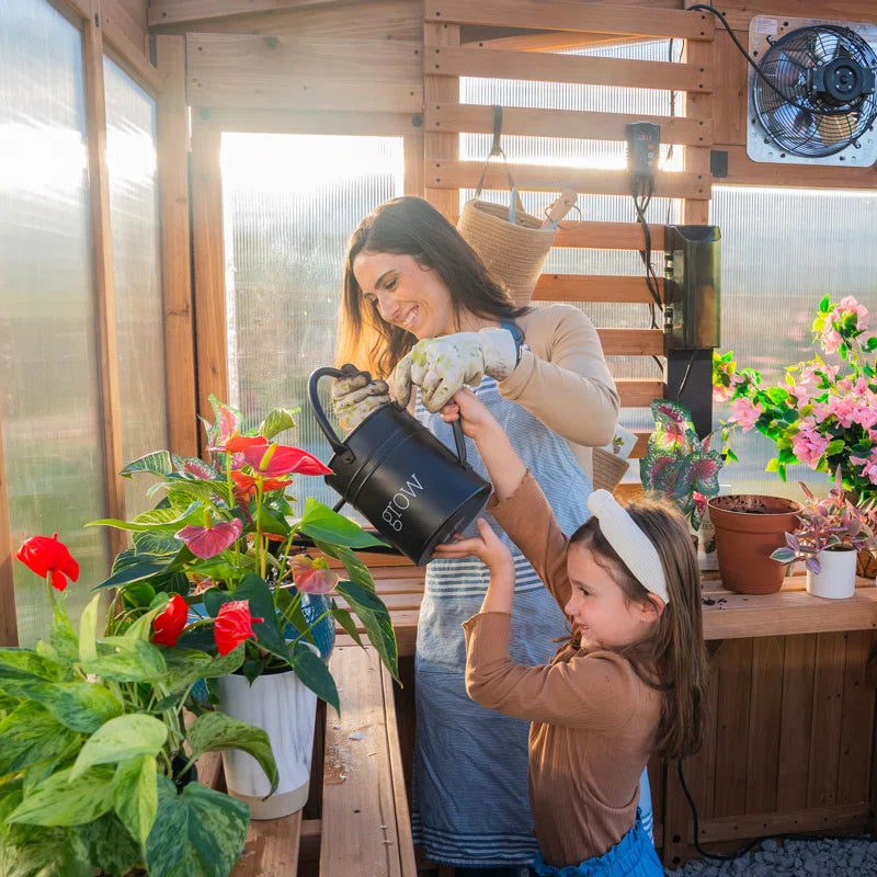 Willow 9' X 6' Cedar Wood and Polycarbonate Walk-In Outdoor Greenhouse Kit with Powerport