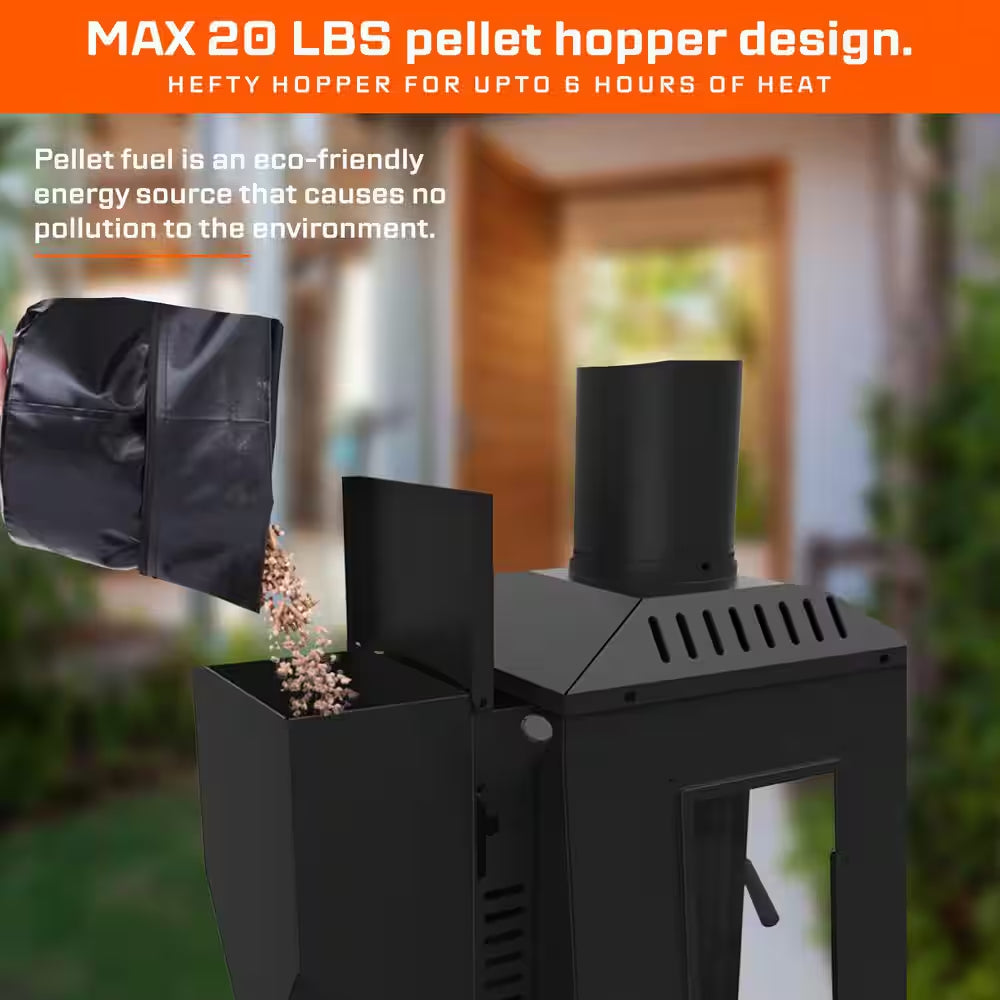 Wood Pellet Outdoor Patio Heater with Glass Window, 75,000 BTU for Patio and Backyard