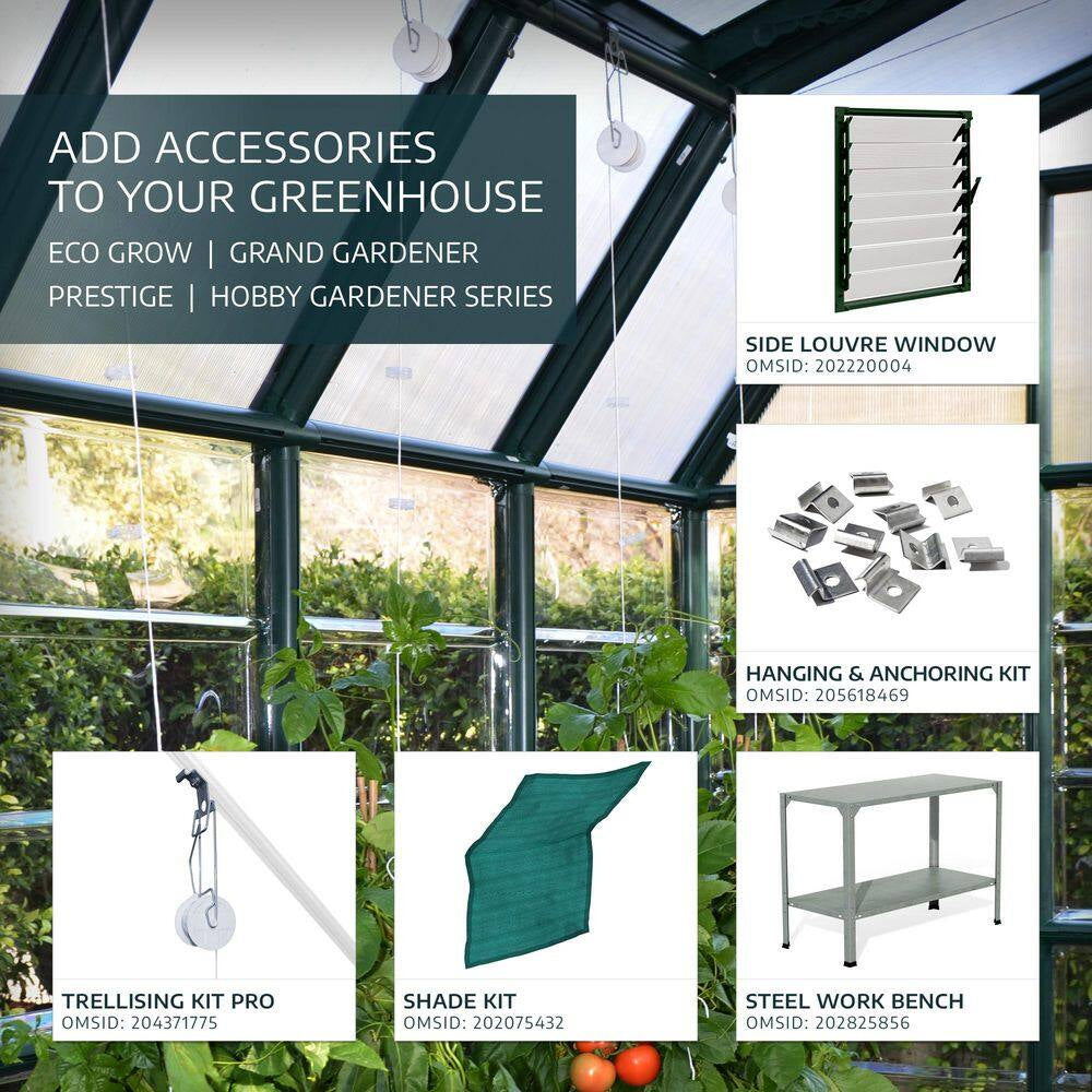 Eco-Grow 6 Ft. X 6 Ft. Green/Diffused Polycarbonate DIY Greenhouse Kit