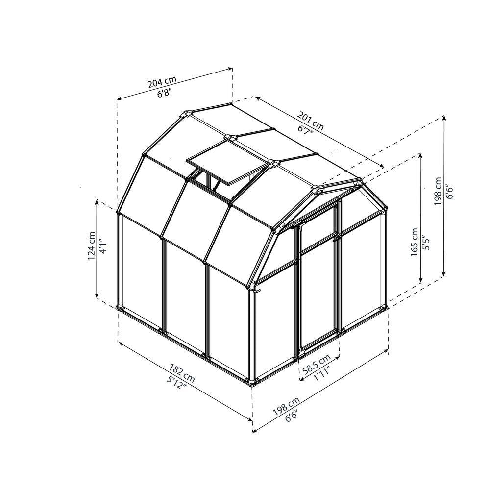 Eco-Grow 6 Ft. X 6 Ft. Green/Diffused Polycarbonate DIY Greenhouse Kit