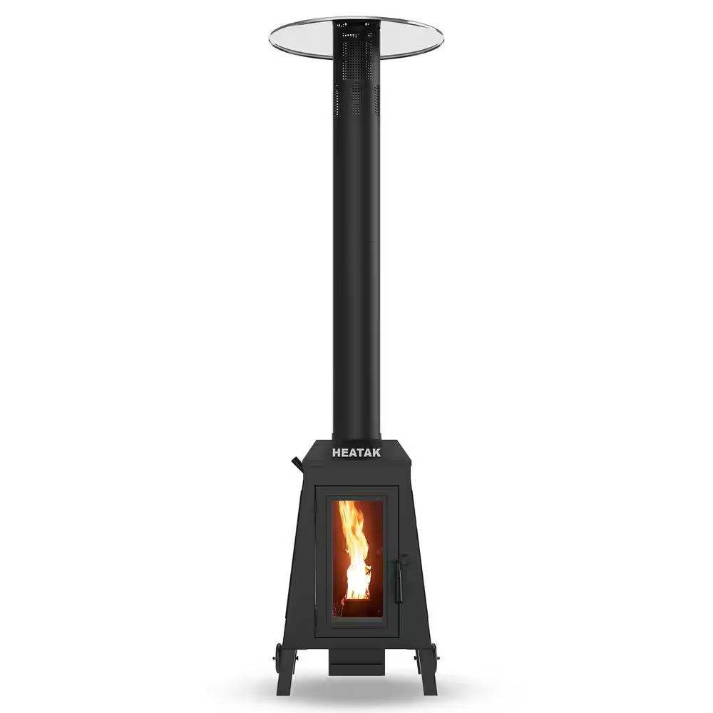 Wood Pellet Outdoor Patio Heater with Glass Window, 75,000 BTU for Patio and Backyard