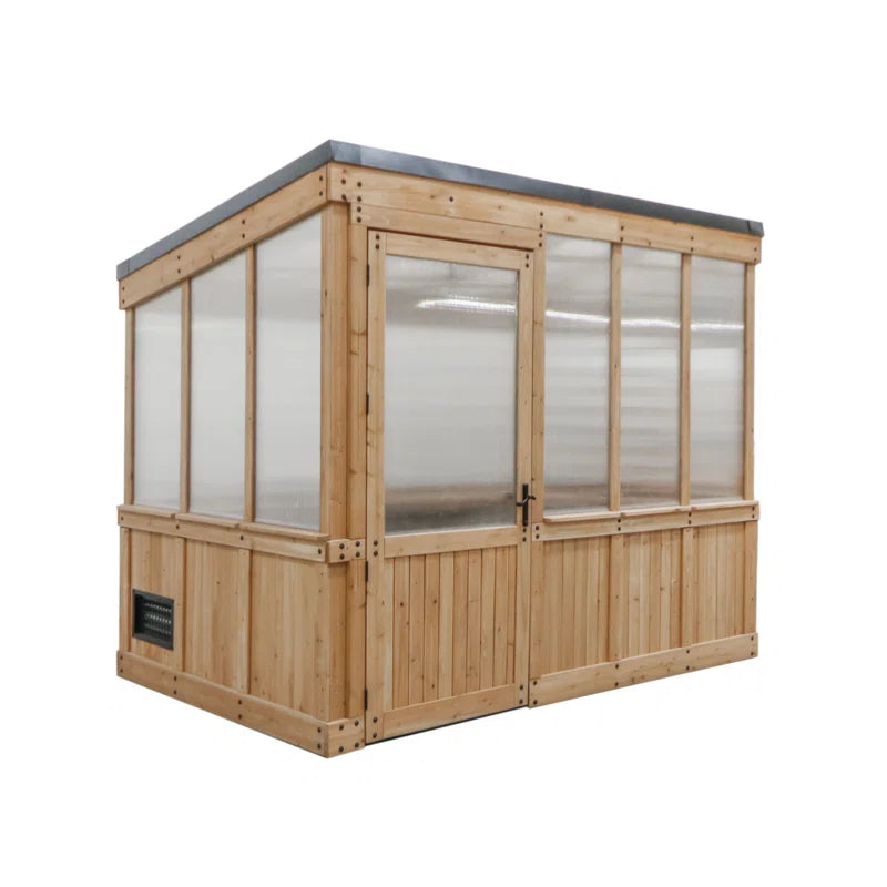 Willow 9' X 6' Cedar Wood and Polycarbonate Walk-In Outdoor Greenhouse Kit with Powerport