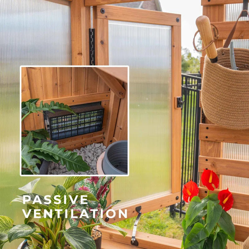 Willow 9' X 6' Cedar Wood and Polycarbonate Walk-In Outdoor Greenhouse Kit with Powerport