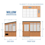Willow 9' X 6' Cedar Wood and Polycarbonate Walk-In Outdoor Greenhouse Kit with Powerport