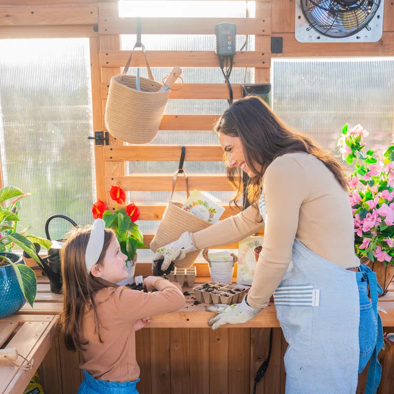 Willow 9' X 6' Cedar Wood and Polycarbonate Walk-In Outdoor Greenhouse Kit with Powerport