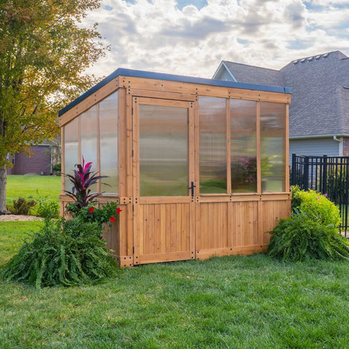 Willow 9' X 6' Cedar Wood and Polycarbonate Walk-In Outdoor Greenhouse Kit with Powerport